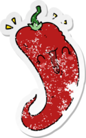 distressed sticker of a cartoon chili pepper png