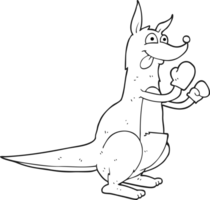 hand drawn black and white cartoon boxing kangaroo png