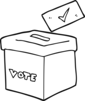 hand drawn black and white cartoon ballot box png