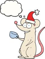 hand dragen trodde bubbla tecknad serie mus bär jul hatt png