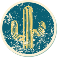 iconic distressed sticker tattoo style image of a cactus png