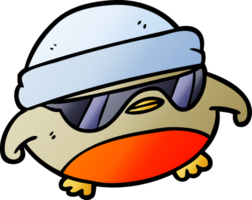 cooler Weihnachtsrotkehlchen-Cartoon mit Sonnenbrille png