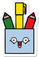 sticker of a cute cartoon pencil pot png