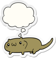 cartoon cat with thought bubble as a printed sticker png