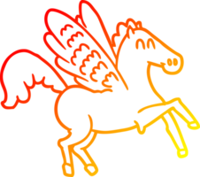 calentar degradado línea dibujo de un dibujos animados con alas caballo png