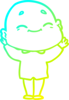 cold gradient line drawing of a cartoon happy bald man png