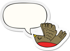 cartoon flying bird with speech bubble sticker png