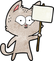 Cartoon-Katze mit Plakat png