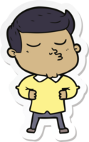 sticker of a cartoon model guy pouting png