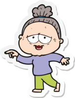 sticker of a cartoon happy old lady png