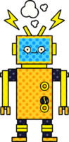 comic book style cartoon of a malfunctioning robot png