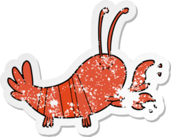 distressed sticker of a cartoon lobster png