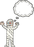 hand drawn thought bubble cartoon bandaged mummy png