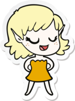 pegatina de una niña elfa feliz de dibujos animados png