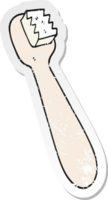 distressed sticker of a cartoon toothbrush png