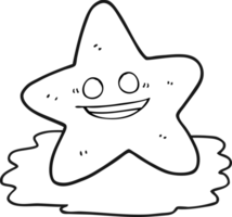 hand drawn black and white cartoon starfish png