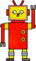 retro grunge texture cartoon of a robot png