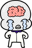 cartoon big brain alien crying png