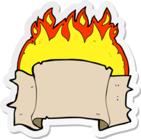 sticker of a cartoon flaming heraldry scroll banner png