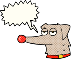 hand drawn comic book speech bubble cartoon dog with collar png