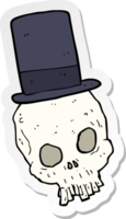 sticker of a cartoon skull wearing top hat png