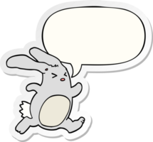 dessin animé lapin avec discours bulle autocollant png