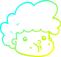 cold gradient line drawing of a cartoon boy png