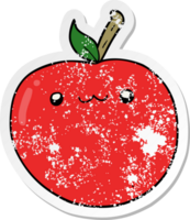 distressed sticker of a cartoon cute apple png