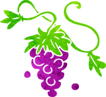 mano dibujado retro dibujos animados garabatear de uvas en vino png