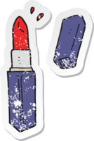 retro noodlijdende sticker van een cartoon lippenstift png