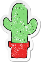 distressed sticker of a cartoon cactus png