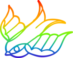 rainbow gradient line drawing of a cartoon tattoo swallow symbol png