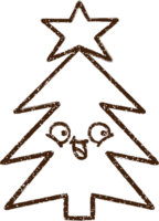 dessin au fusain de sapin de noël png