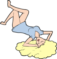 cartoon woman lying on floor png