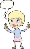cartoon woman eating hotdogs with speech bubble png