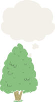 dibujos animados alto árbol con pensamiento burbuja en retro estilo png