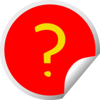 circular peeling sticker cartoon of a question mark png