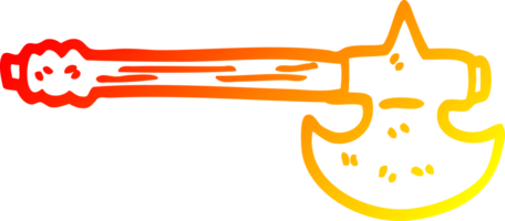 warm gradient line drawing of a cartoon medieval axe png