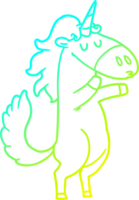 cold gradient line drawing of a cartoon unicorn png
