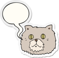 desenho animado gato face com discurso bolha adesivo png