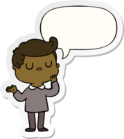 cartoon man wondering with speech bubble sticker png