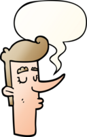 cartoon arrogant man with speech bubble in smooth gradient style png