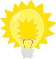 flat color illustration of light bulb shining png