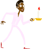 cartone animato spaventato uomo a piedi con candeliere png