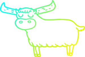 cold gradient line drawing of a cartoon bull png