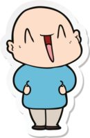 sticker of a happy cartoon bald man png