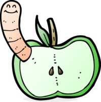 cartoon apple with worm png