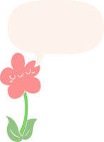 dessin animé fleur avec discours bulle dans rétro style png