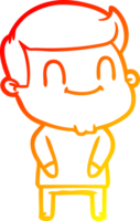 warm gradient line drawing of a cartoon happy man png