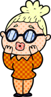 tecknad serie kvinna bär glasögon png